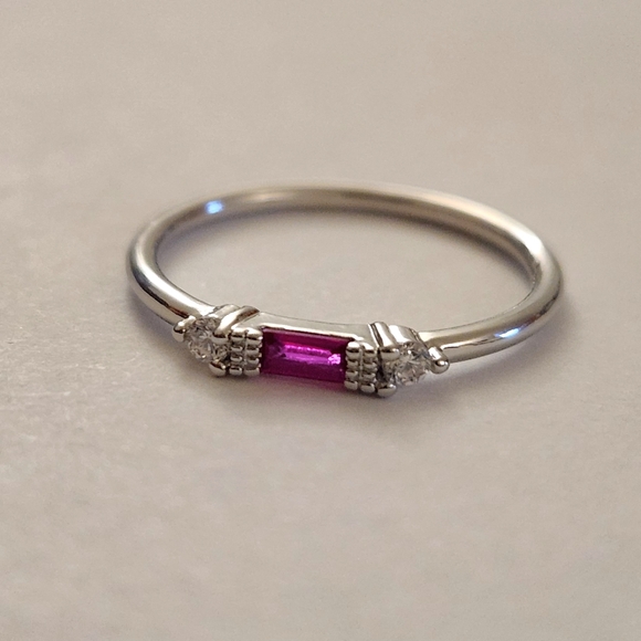 New 925 Silver Ruby Diamond Band Stacking Ring for Women - Picture 9 of 13